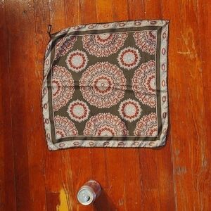 Vintage by Damon Hand rolled Silk Floral Medallion Gray Scarf